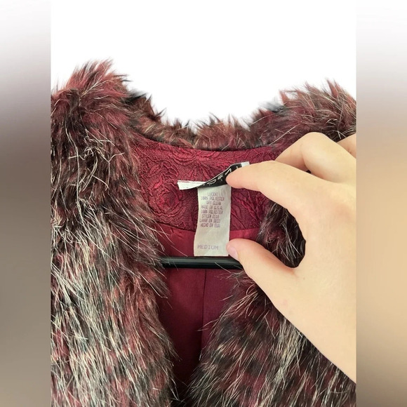 Vintage red floral fur trim women’s coat - Picture 6 of 6